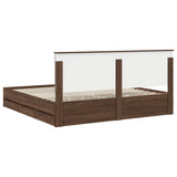 Bed Frame with Drawer Brown Oak 200 x 200 cm Engineer Wood 3411088