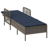 Sun Lounger Grey and Navy Blue 55 x 200 x 92 cm Poly Rattan 365431