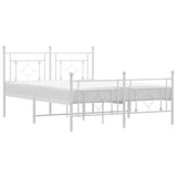 Metal Bed Frame without Mattress with Footboard White 140x200cm 374407