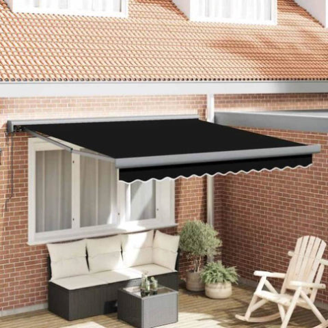 Retractable Awning Manual Black 300 x 250 cm Fabric, Metal 3330048