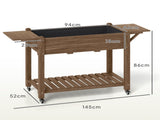 46 x 94cm Wooden Raised Planter, with Shelves - Carbonised T3398P320183