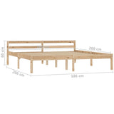 Bed Frame without Mattress Solid Pine Wood 180x200 cm Super King 283195