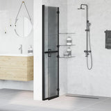 Walk-In Shower Wall Folding Black 110 x 6.5 x 190 cm 42017967