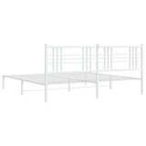 Metal Bed Frame without Mattress with Headboard White 183x213cm 376378