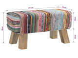 Bench 60 x 30 x 45 cm Real Leather Multicolour 42042110