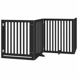Dog Gate with Door Foldable 12 Panels Black 960 cm Poplar Wood 3155688