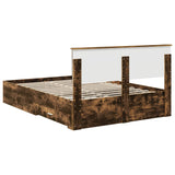 Bed Frame with Drawer Smoked Oak 140 x 200 cm Engineered Wood 3410890