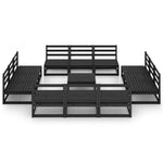 ZNTS 13 Piece Garden Lounge Set Black Solid Pinewood 3075283