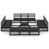 ZNTS 13 Piece Garden Lounge Set Black Solid Pinewood 3075283