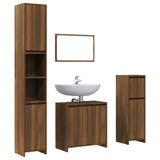 ZNTS 4 Piece Bathroom Furniture Set Brown Oak Engineered Wood 3143930