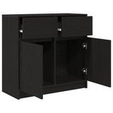 Sideboard with Drawer Black Oak 80x34x76 cm Engineered Wood 861536