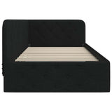 Corner Bed Frame with Headboard Black 100 x 200 cm Fabric 42016505