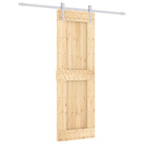 Sliding Door Natural and White 70 x 210 cm Solid Pine Wood 3444957