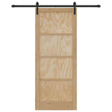 Sliding Door Natural and Black 86 x 211 cm Solid Pine Wood 3333176