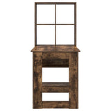 Desk with Shelf Smoked Oak 122 x 67 x 145 cm Engineered Wood 3337261