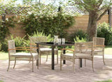 Garden Dining Set with Cushion 5 pcs Beige and Black Rattan 3380828
