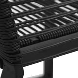 Dining Set Black PVC rattan, powder-coated steel, glass 3058282