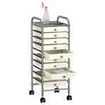 10-Drawer Mobile Storage Trolley White Plastic 320403