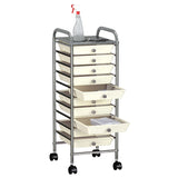 10-Drawer Mobile Storage Trolley White Plastic 320403