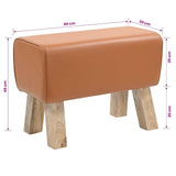 Bench 60 x 30 x 45 cm Real Leather Brown 42042104