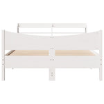 ZNTS Bed Frame with Headboard White 135x190 cm Double Solid Wood Pine 3307060