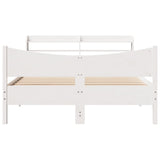 ZNTS Bed Frame with Headboard White 135x190 cm Double Solid Wood Pine 3307060