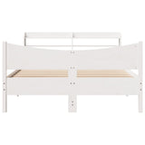 Bed Frame with Headboard White 150x200 cm King Size Solid Wood Pine 3307042