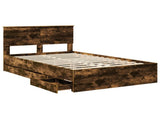 Bed Frame with Drawer Smoked Oak 120 x 200 cm Engineer Wood 3410725