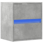 ZNTS Wall-mounted Bedside Cabinet with LED Lights Concrete Grey 3307967