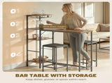 3 Piece Breakfast Bar Table and Stools Set, Rustic Brown T3398P554126