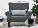Upholstered Accent Chair with Rolled Arms and Wood Legs, Armchair for Living Room Bedroom, Grey T3398P344823