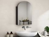 Arched Bathroom Mirror Cabinet with Adjustable Glass Shelves - Black T3398P423545