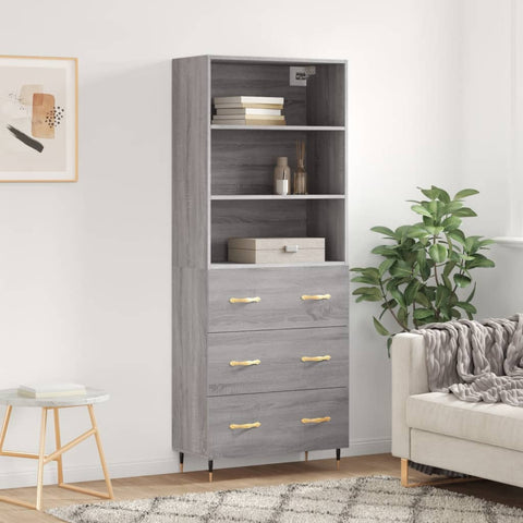 Highboard Grey Sonoma 69.5x34x180 cm Engineered Wood 3189363