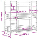 Triple Bunk Bed without Mattress Wax Brown 75x190 cm Small Single Solid Wood Pine 3284262