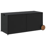 Garden Storage Box with Wheels Black 283L Poly Rattan 365316