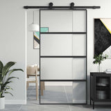 Sliding Door Black 102.5x205 cm Tempered Glass and Aluminium 155221