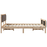 Bed frame Brown and taupe 135 x 190 cm Solid pine wood 878482