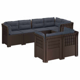 7-Seater Garden Sofa with Cushions Rattan Look PP Brown 3444165