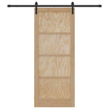 Sliding Door Natural and Black 86 x 211 cm Solid Pine Wood 3445412