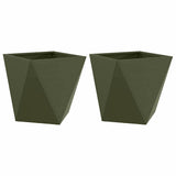 Planter 2 pcs Olive Green 50 x 50 x 50 cm Steel 883843