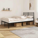 Metal Bed Frame without Mattress with Headboard Black 120x190cm 350861