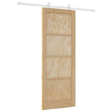 Sliding Door Brown 78 x 202 cm Solid Pine Wood 3333386