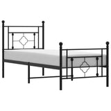Metal Bed Frame without Mattress with Footboard Black 75x190cm 374347