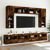 TV Wall Cabinets with LED Lights 2 pcs Smoked Oak 60x30x40 cm 837192