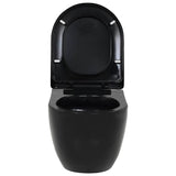Wall-Hung Toilet with Concealed Cistern Ceramic Black 275792
