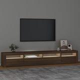 TV Cabinet with LED Lights Brown Oak 240x35x40 cm 3152729