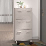 Shoe Cabinet HAMAR White 59.5x35x117 cm Solid Wood Pine 340513