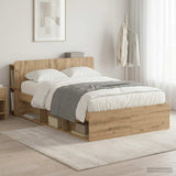 Bed Frame with Storage Artisan Oak 120 x 190 cm Engineered Wood 3433351