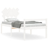 Senior Bed without Mattress White Single Solid Wood 3195512