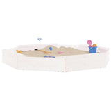 Sandbox with Seats White Octagon Solid Wood Pine 825017